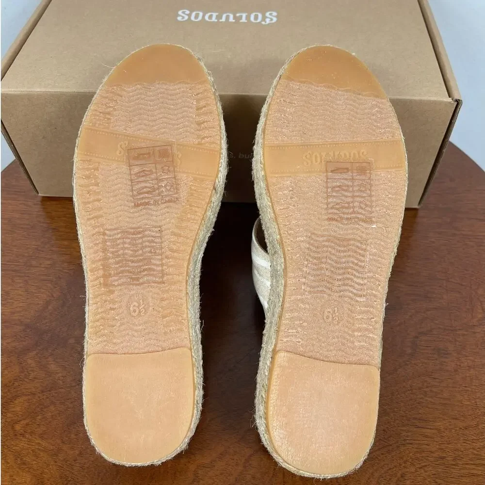 New Soludos Aarin Espadrille Sandals in Tan / Ivory Women's Size 6.5